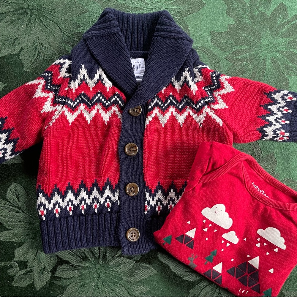 BabyGap Holiday Sweater & Onesie - 3-6 mos